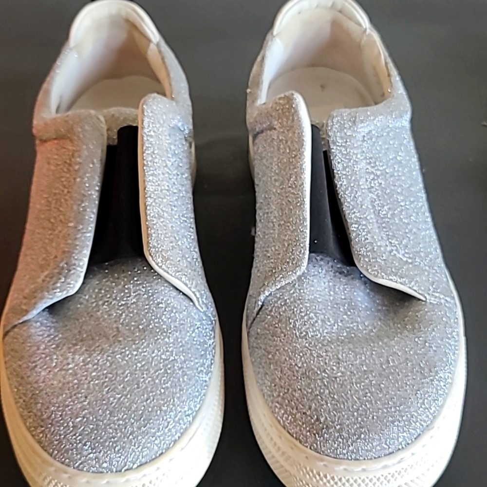 Pierre Hardy Lightly used Metallic Silver Glitter slip on Sneakers